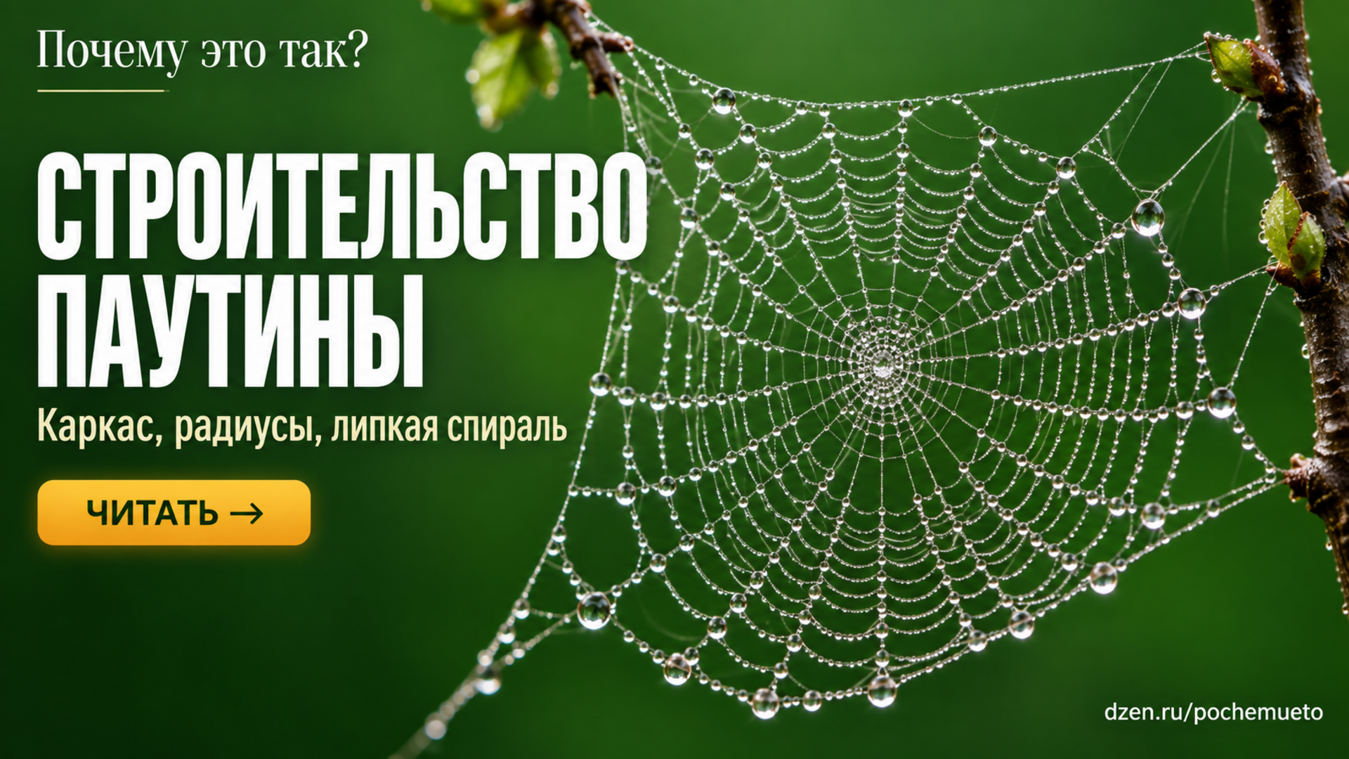 Как паук строит круглую сеть — и почему не вся паутина липкая