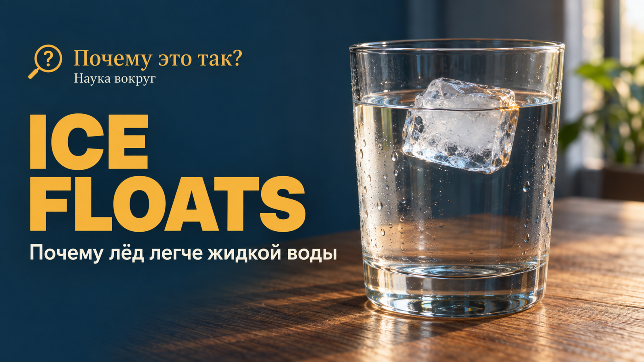 Почему лёд плавает в воде, а не тонет под собственным весом
