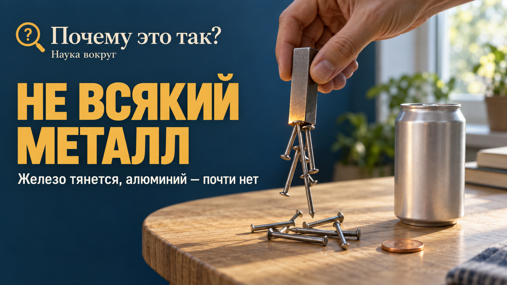 Почему магнит притягивает железо, но почти не действует на алюминий и медь