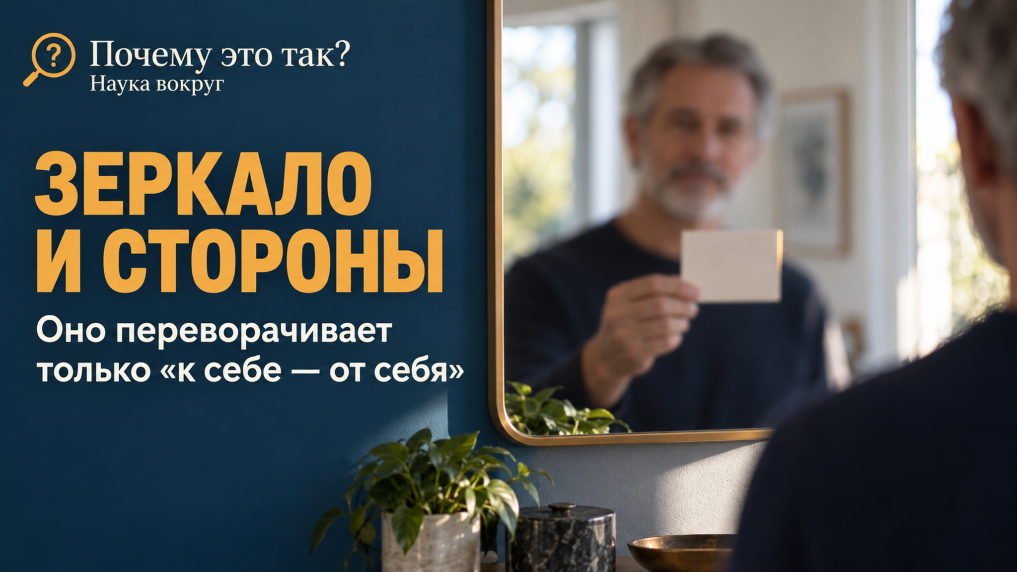 Частая ошибка про зеркало: оно не меняет местами лево и право